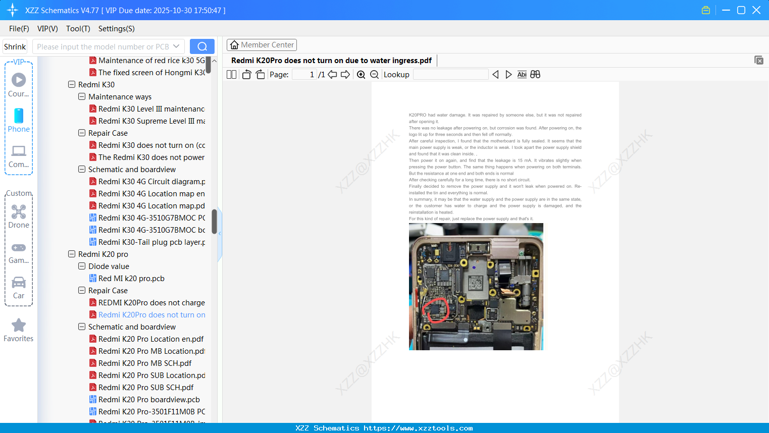 Xiaomi Redmi K20Pro Does Not Turn On Due To Water Ingress